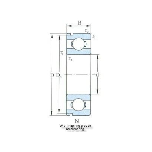 Deep groove ball bearing with snap groove & snap ring on outer ring